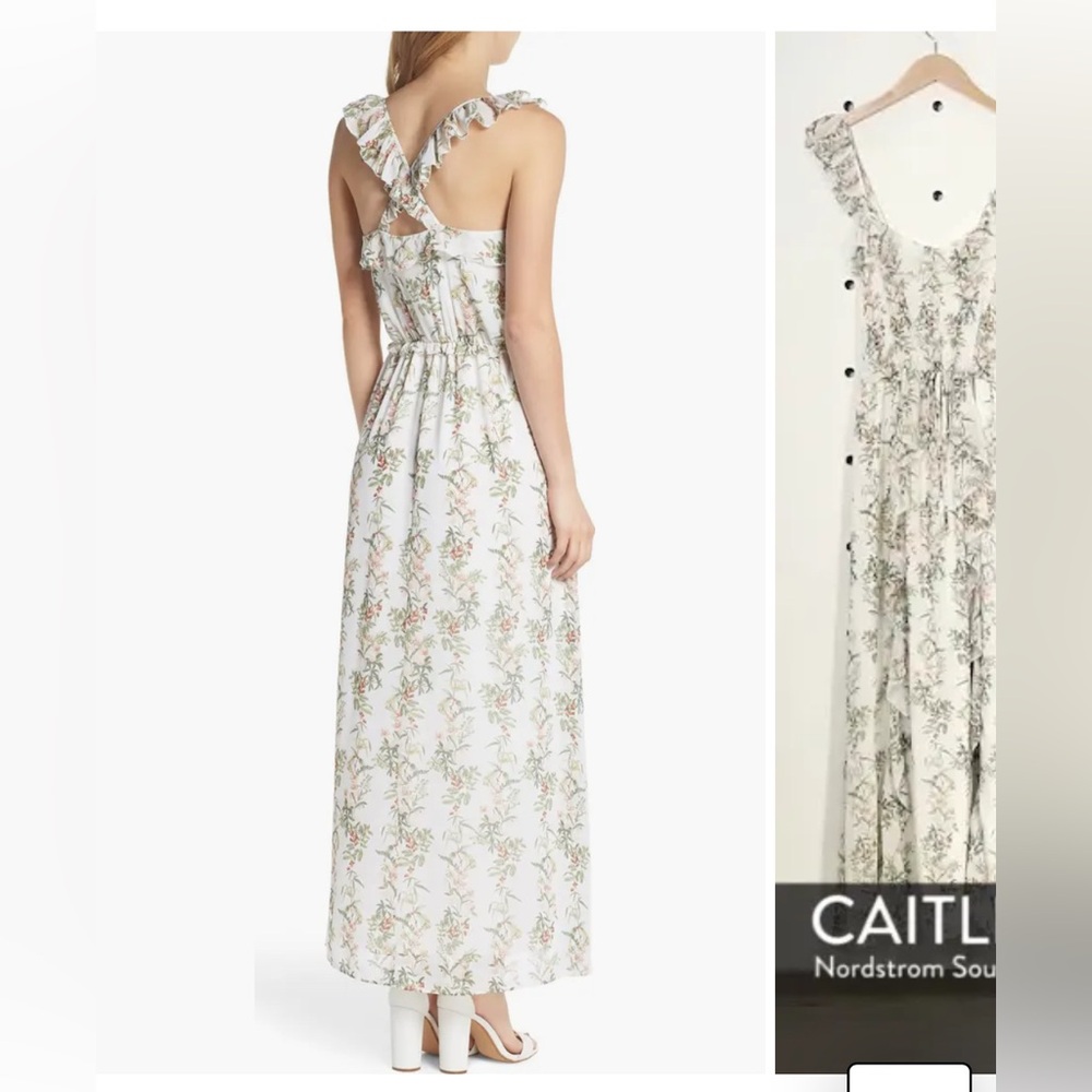 Gal Meets Glam Isabella Floral Stripe Cross Back Maxi Dress - Picture 11 of 12